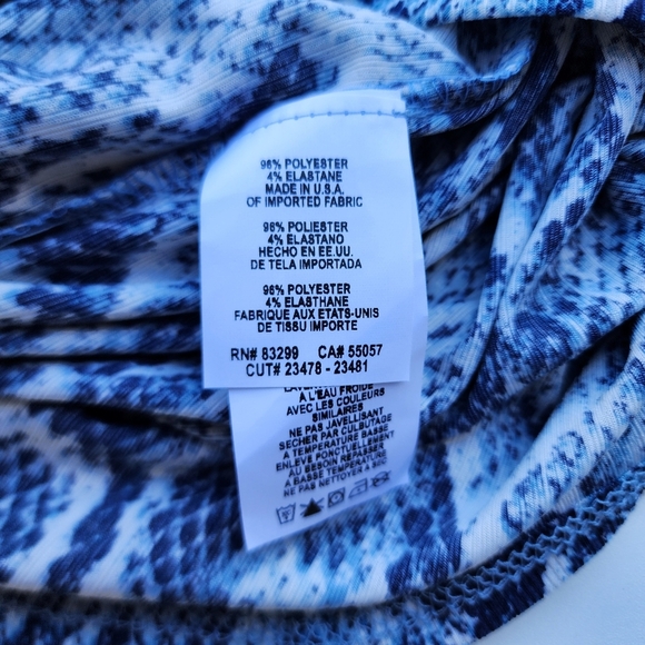 NWT TIANA B Gorgeous Blue White Snake Skin Shift Dress Short Sleeve Stretch Sz L - Picture 12 of 15